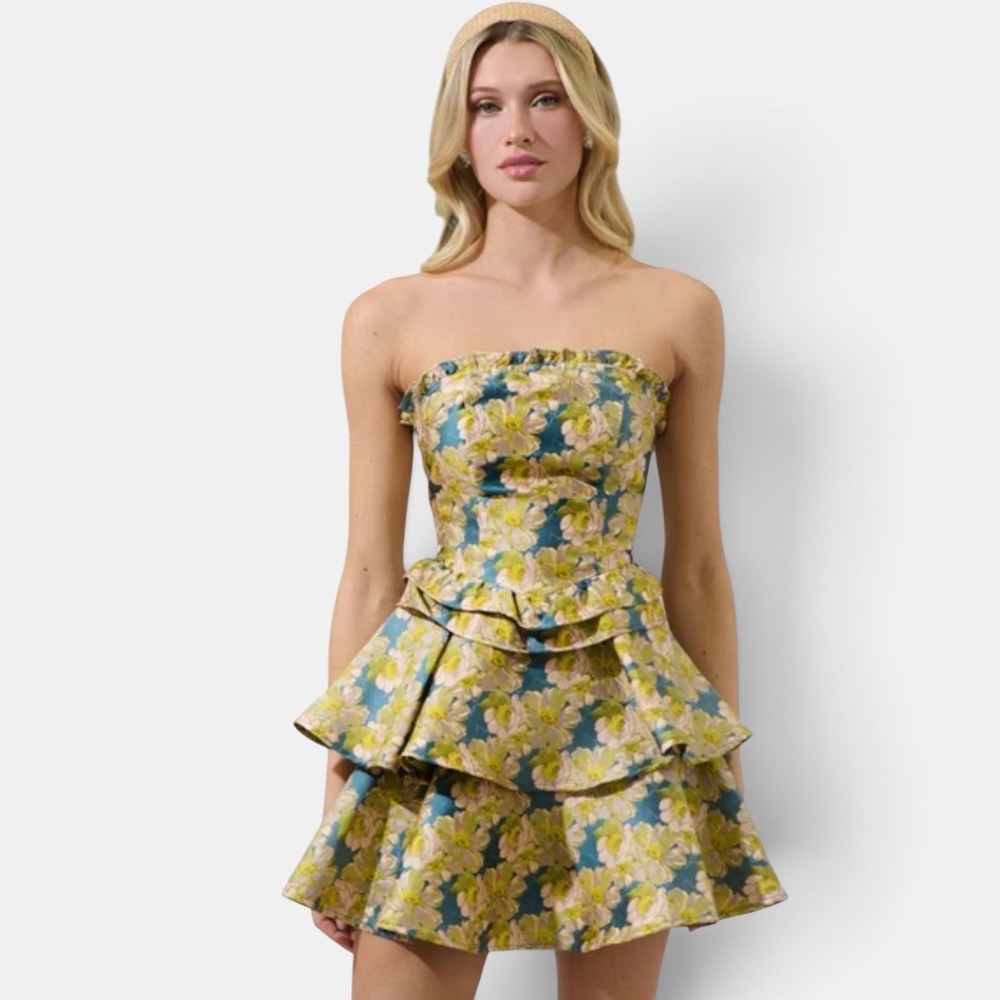 Sugarlips Jacquard Strapless Corset Mini Dress